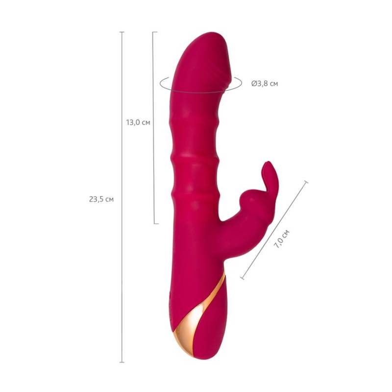 JOS Tenty Rabbit Vibrator with Moving Shaft Rings - Burgundy