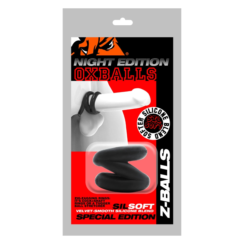 Z-Balls Zig-Zag Cock Ring / Ball Stretcher Night  - Clear