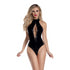Starline Pandora Wet Look Lace Up Bodysuit Black 
