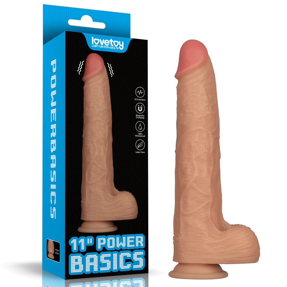 11in Vibrating USB Power Basics Cock - Flesh