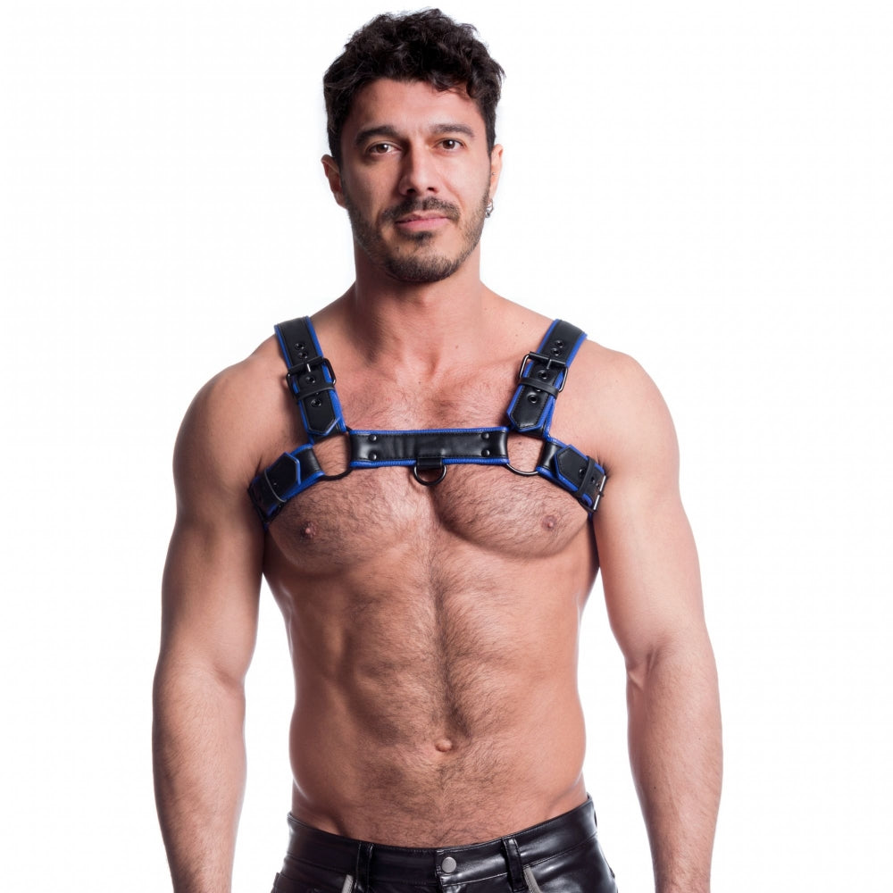 Vegan Bulldog Harness Black and Blue