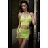 Eyelash Lace 3 Pc Crop, Skirt and Thong Neon Yellow