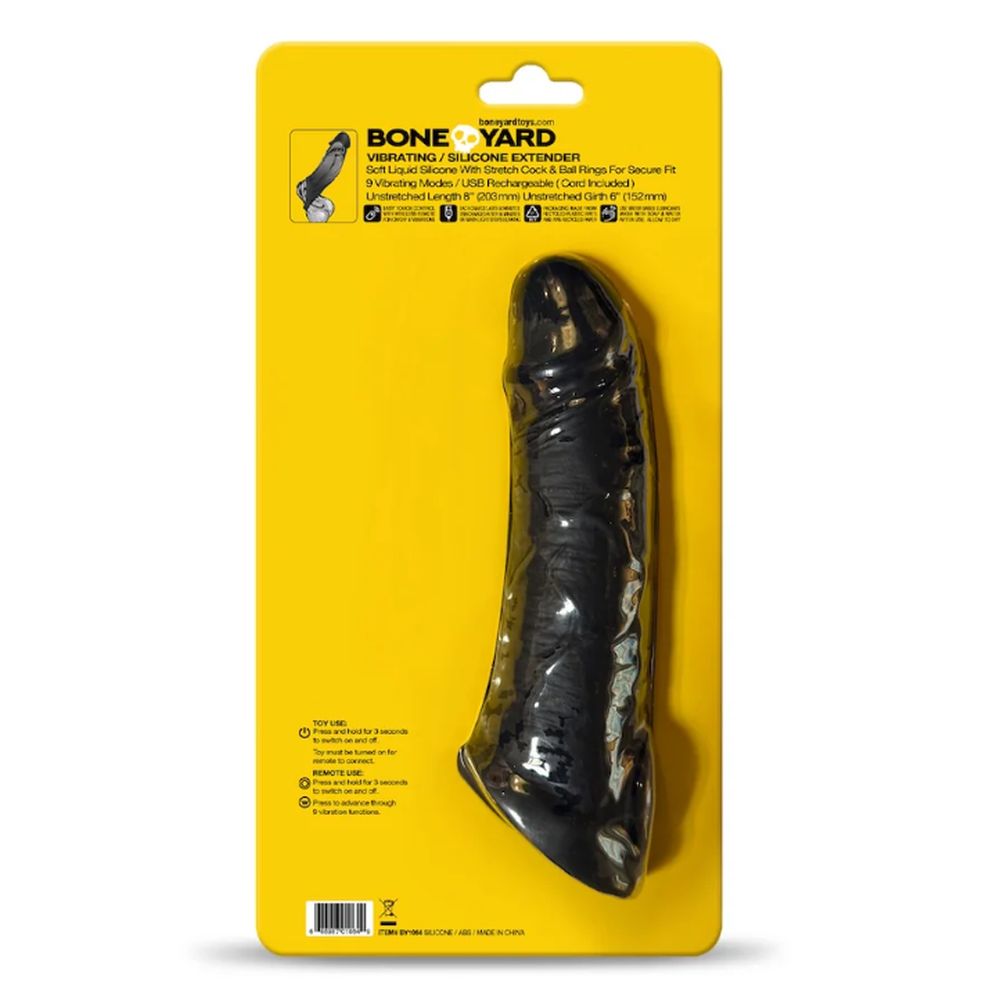 Boneyard Vibrating Silicone Remote Control 9 Mode Extender  - Black
