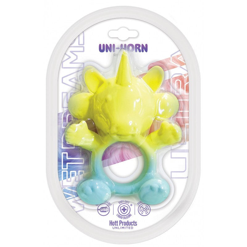 Wet Dreams Ultra 20 Mode USB Silicone UniHorn Cock Ring  - Rainbow