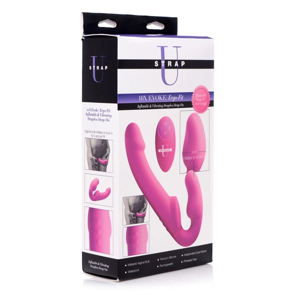 Worlds 1st Remote Control Inflatable Ergo-Fit Strapless Strap-On - Pink