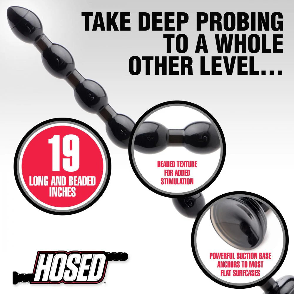 Hosed 19in Beaded Anal Snake - Black