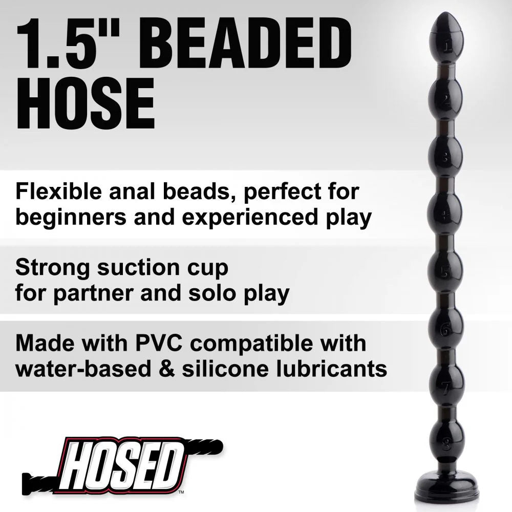 Hosed 19in Beaded Anal Snake - Black