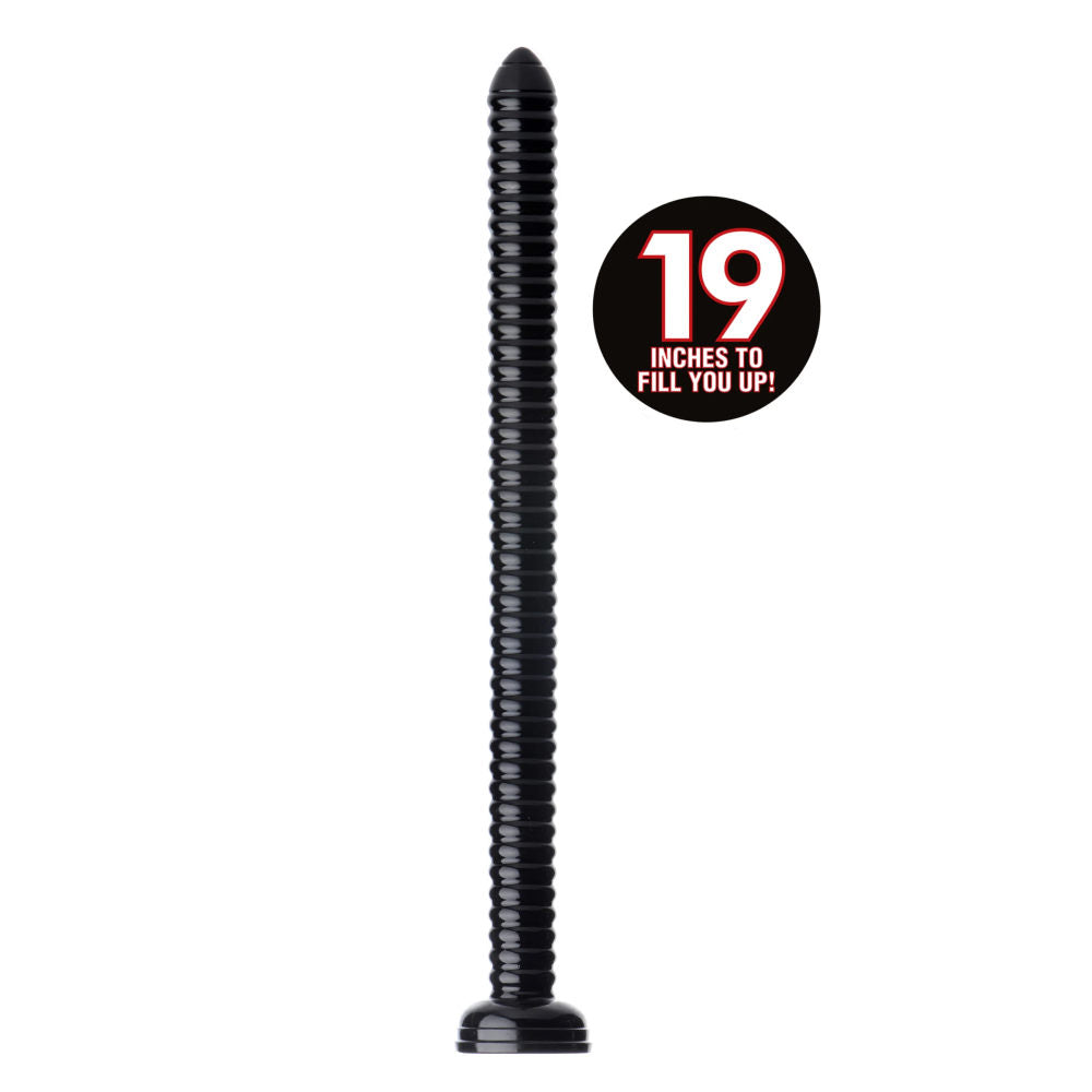 Hosed 19in Ribbed Anal Snake - Black