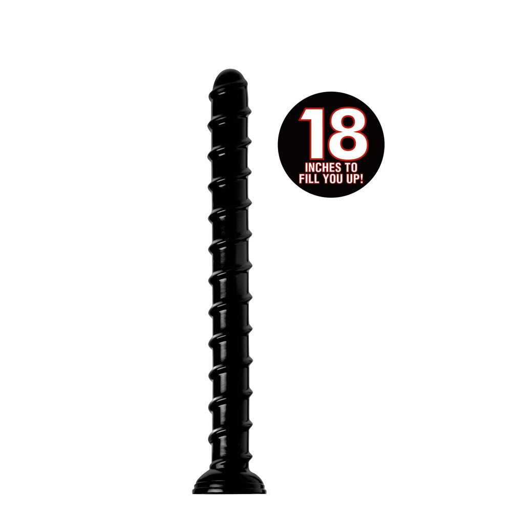 Hosed 18in Swirl Thick Anal Snake - Black