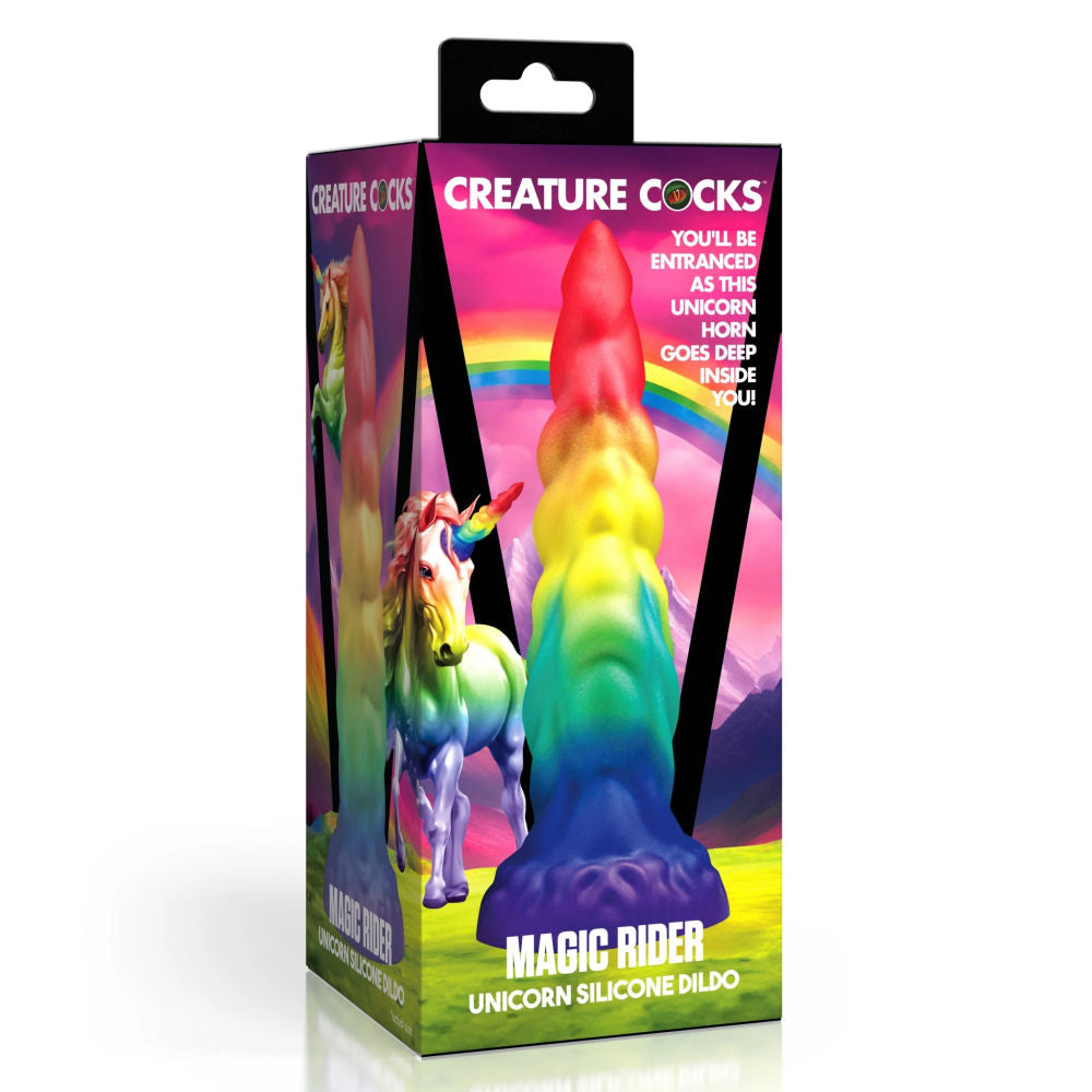Magic Rider Unicorn Silicone Dildo - Rainbow