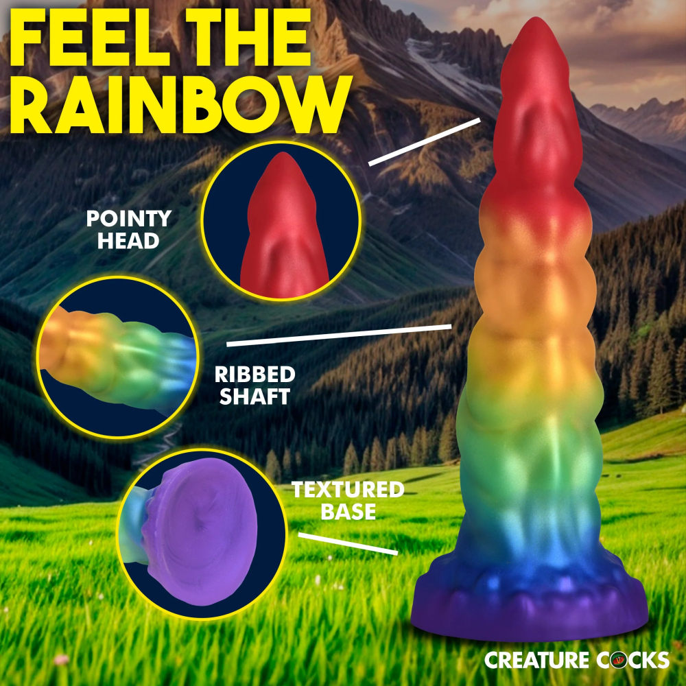 Magic Rider Unicorn Silicone Dildo - Rainbow