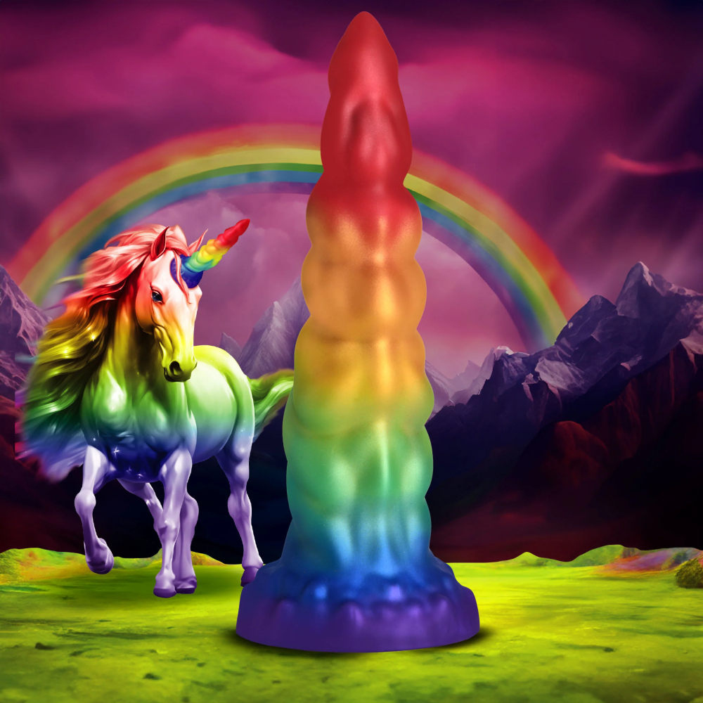 Magic Rider Unicorn Silicone Dildo - Rainbow
