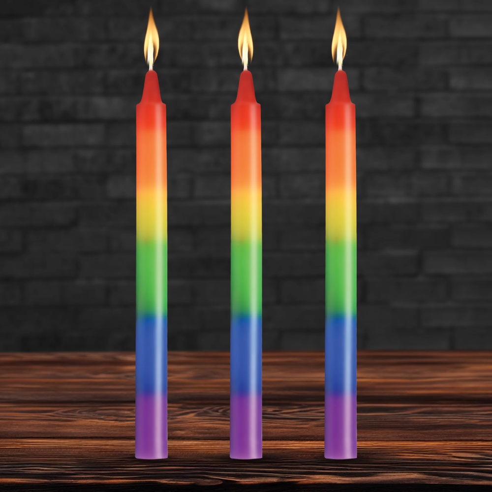 Pride Candles Rainbow Drip Candle 3 Pc - Rainbow